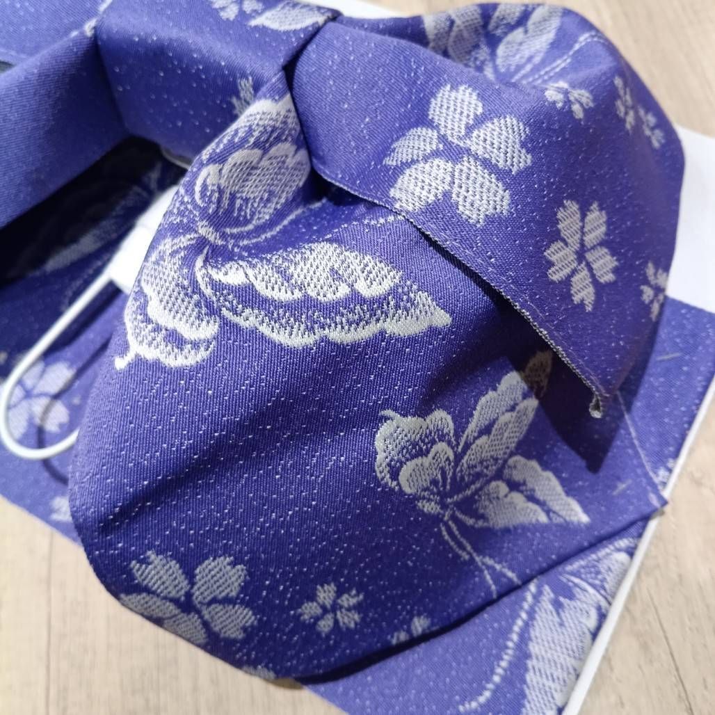 ☆【新品未使用】浴衣用 作り帯 結び帯 紫 蝶 桜柄 華やか 簡単装着 