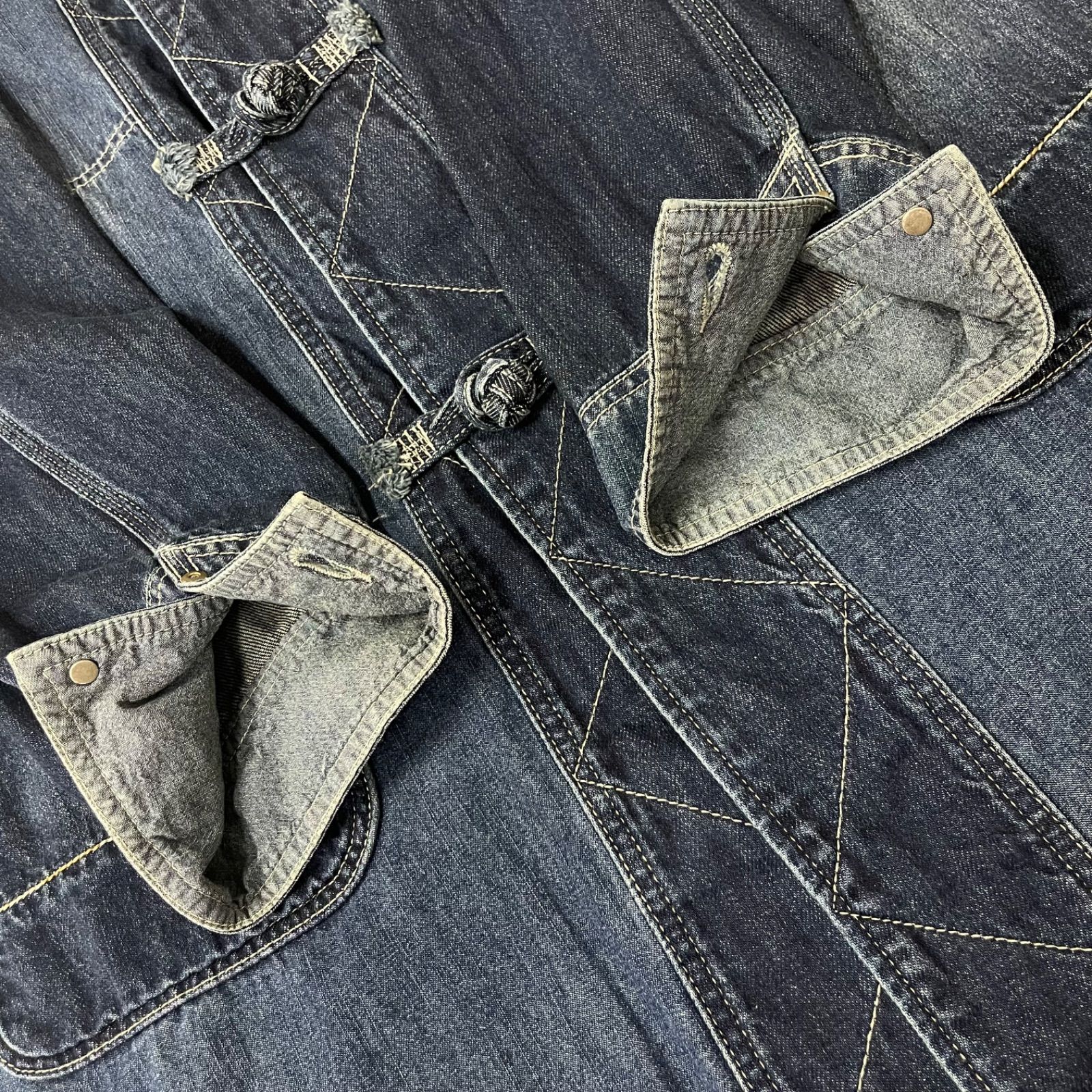 値下げ トビラ TOBILA チャイナ ボタン 加工 パッチワーク デニム 