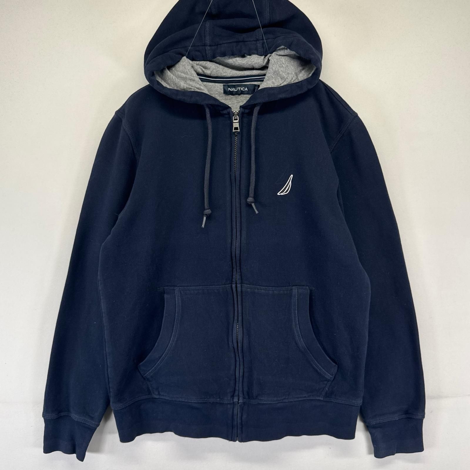 古着 ノーティカ NAUTICA パーカー フルジップ ワンポイント刺繍ロゴ 