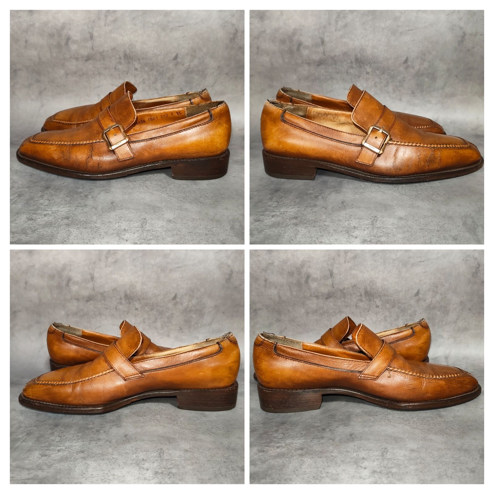 Salvatore Ferragamo】モンクストラップローファー 茶 8EE イタリア製