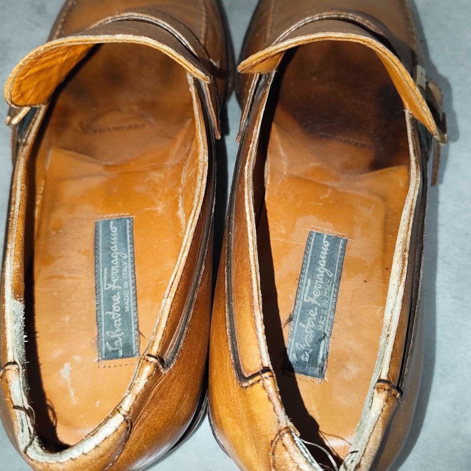 Salvatore Ferragamo】モンクストラップローファー 茶 8EE イタリア製