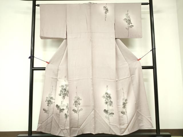 平和屋着物▽訪問着 単衣 手描き 芝花文 暈し染め 正絹 逸品