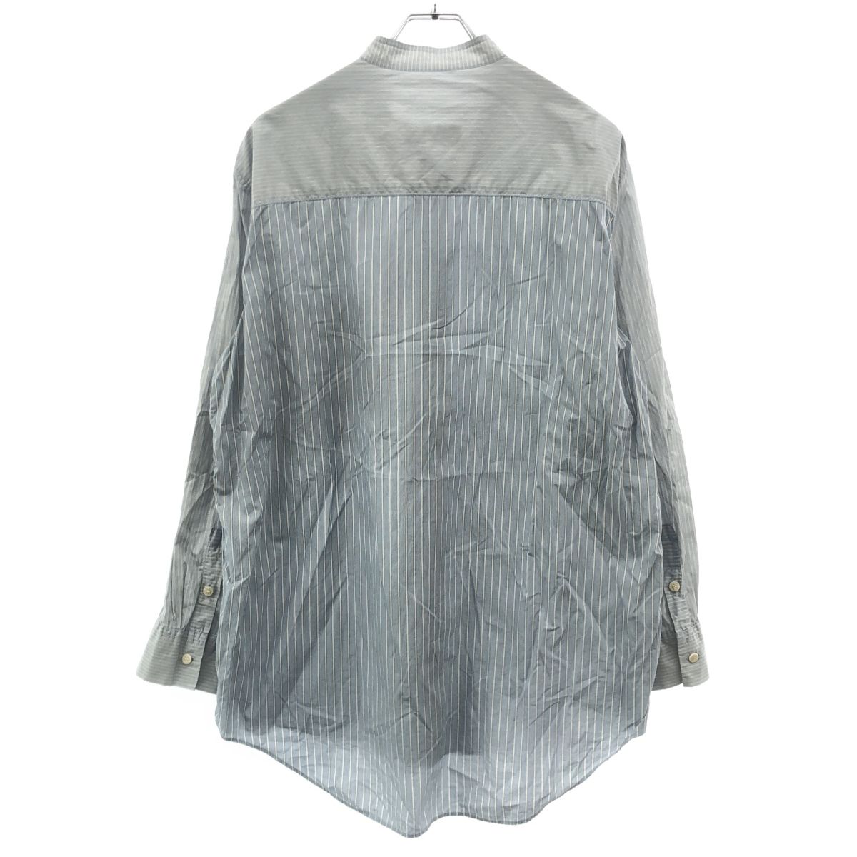 CASEY CASEY ケイシー ケイシー CHEMISE FABIANO PATCH バンドカラーパネルストライプシャツ 18HC256 ブルー M CASEY CASEY ケイシー ケイシー CHEMISE FABIANO PATCH バンドカラー