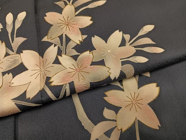 平和屋着物○訪問着 駒刺繍 枝桜文 暈し染め 金彩 正絹 逸品