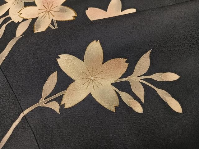 平和屋着物○訪問着 駒刺繍 枝桜文 暈し染め 金彩 正絹 逸品