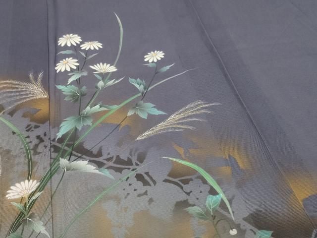 平和屋着物＊夏物　訪問着　絽縮緬　色紙草花文　金彩　正絹　逸品　AABD4546jd 平和屋着物＊夏物 訪問着 絽 手描き 草花文 暈し染め 金彩 正絹 逸品