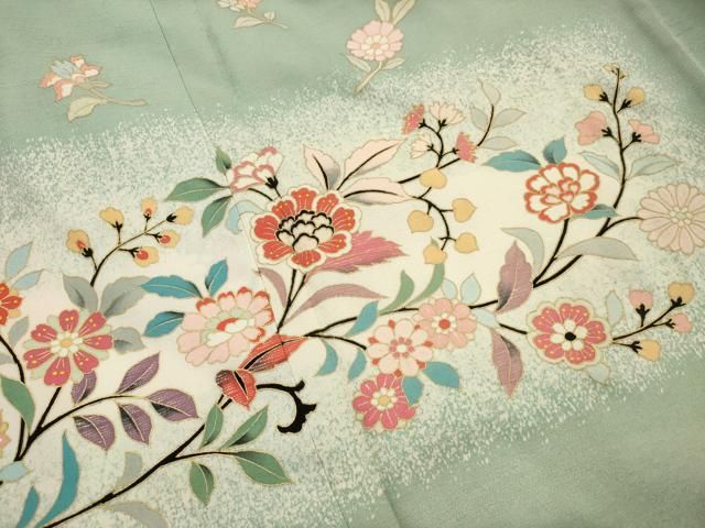 平和屋着物●訪問着　更紗花文　黒地　正絹　逸品　AABI2483cs 平和屋着物○訪問着 更紗花文 黒地 正絹 逸品 AABI2483cs - メルカリ