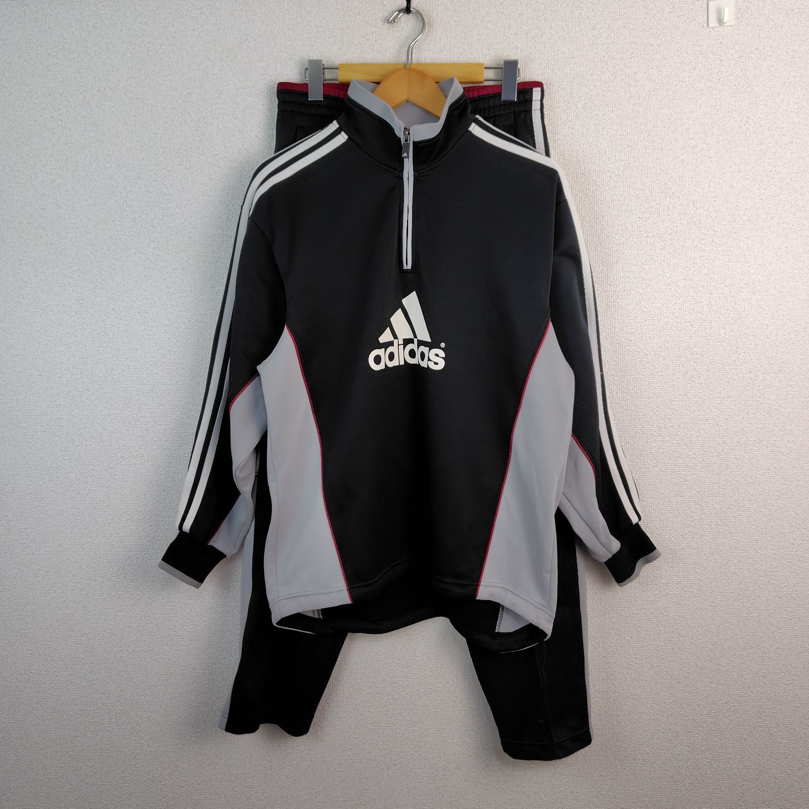 90s old adidas アディダス セットアップ ハーフジップ ロゴ刺繍 