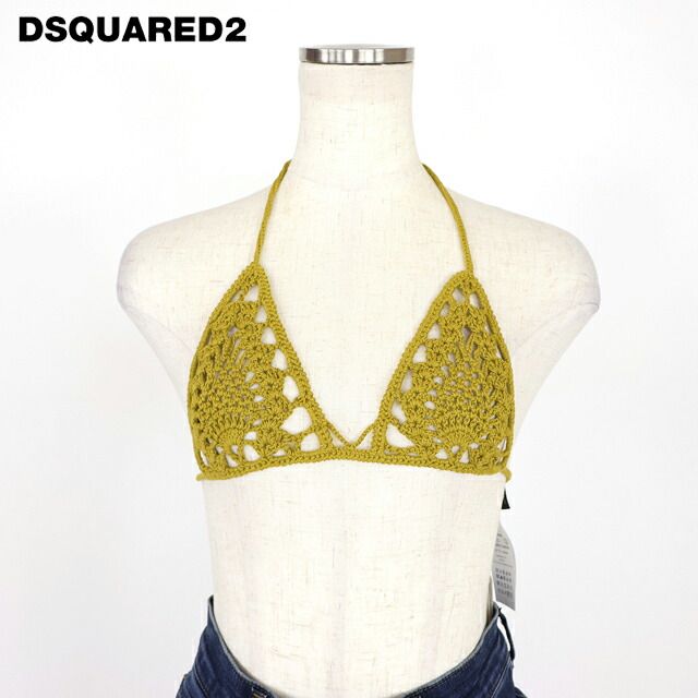 ディースクエアード DSQUARED2 レディース ベアトップ・チューブトップ カギ編みコットンブラトップ カーキ系（サイズ/XS）ds1106