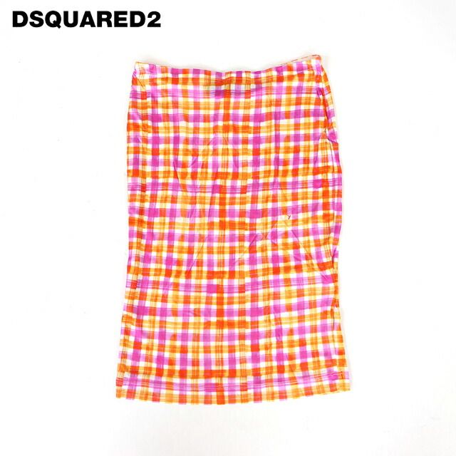 ディースクエアード DSQUARED2 レディース ベアトップ・チューブトップ チェック柄ベアチュニック マルチカラー系 イタリア製（サイズ/XS）ds1105