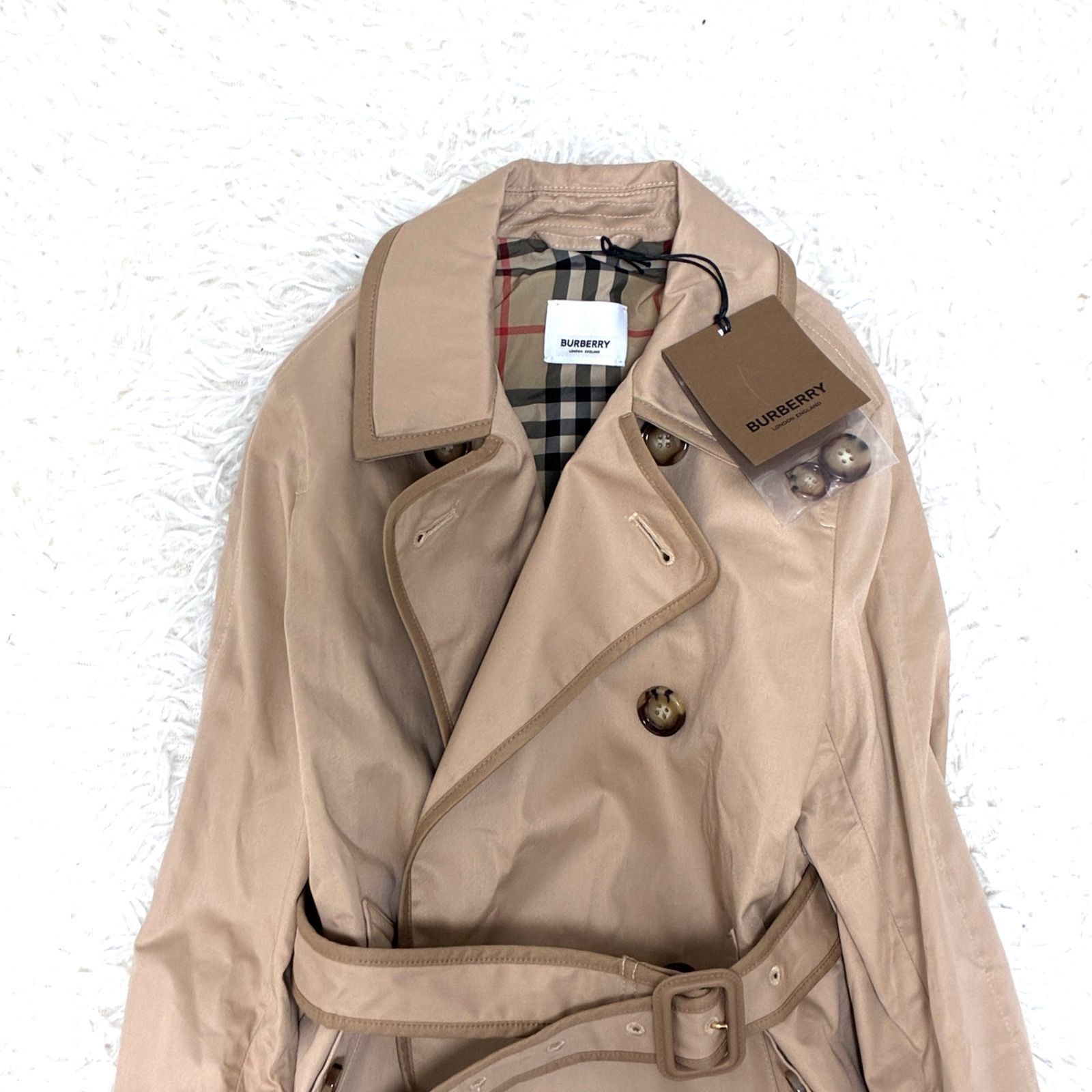 美品 着丈110バーバリー ベルト付 トレンチコート チェック ベージュ 未使用保管品 BURBERRY バーバリー トレンチコート ノバチェック