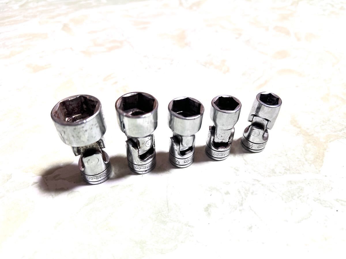 Snap-on スナップオン 旧ロゴ 3/8 ユニバーサル ソケット ボックス レンチ 5本セット FS 6ポイント インチサイズ / アメ車 ハーレー等に