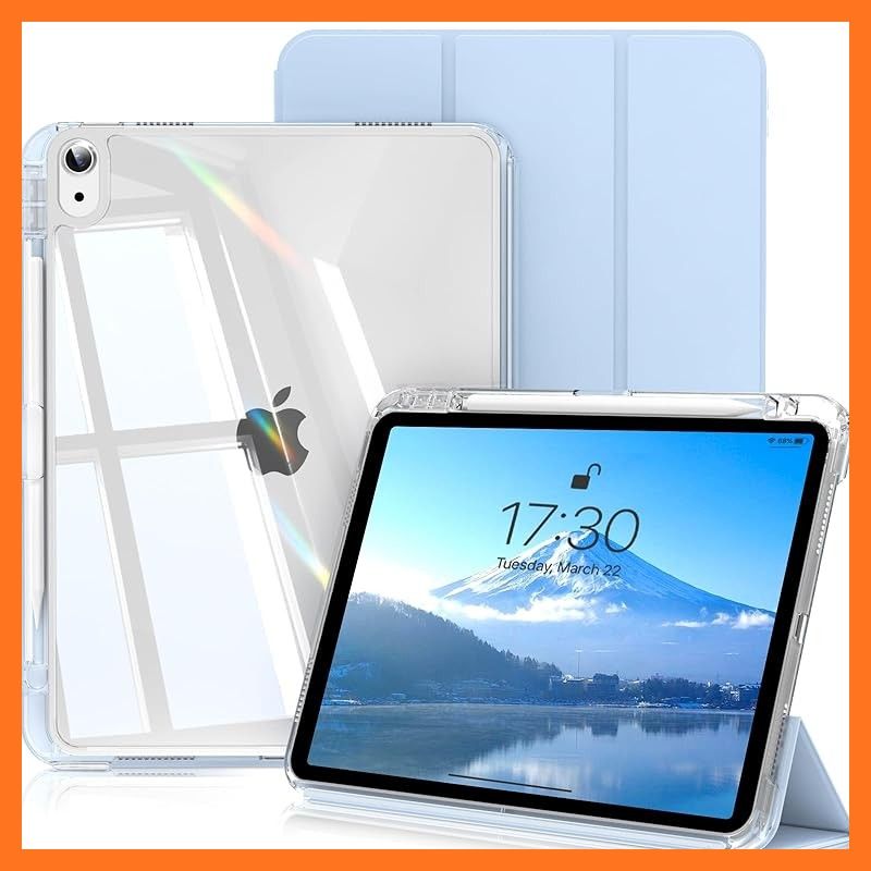 【新品】 SQBEBS iPad 11世代 /10世代 ケース 分離式 11インチ 2025/10.9インチ 2022 透明 背面 着脱式 カバー ペンシルホルダー付き 三つ折りスタンド Touch IDと オートスリープ 機能対応 超スリムス 耐衝撃 ク