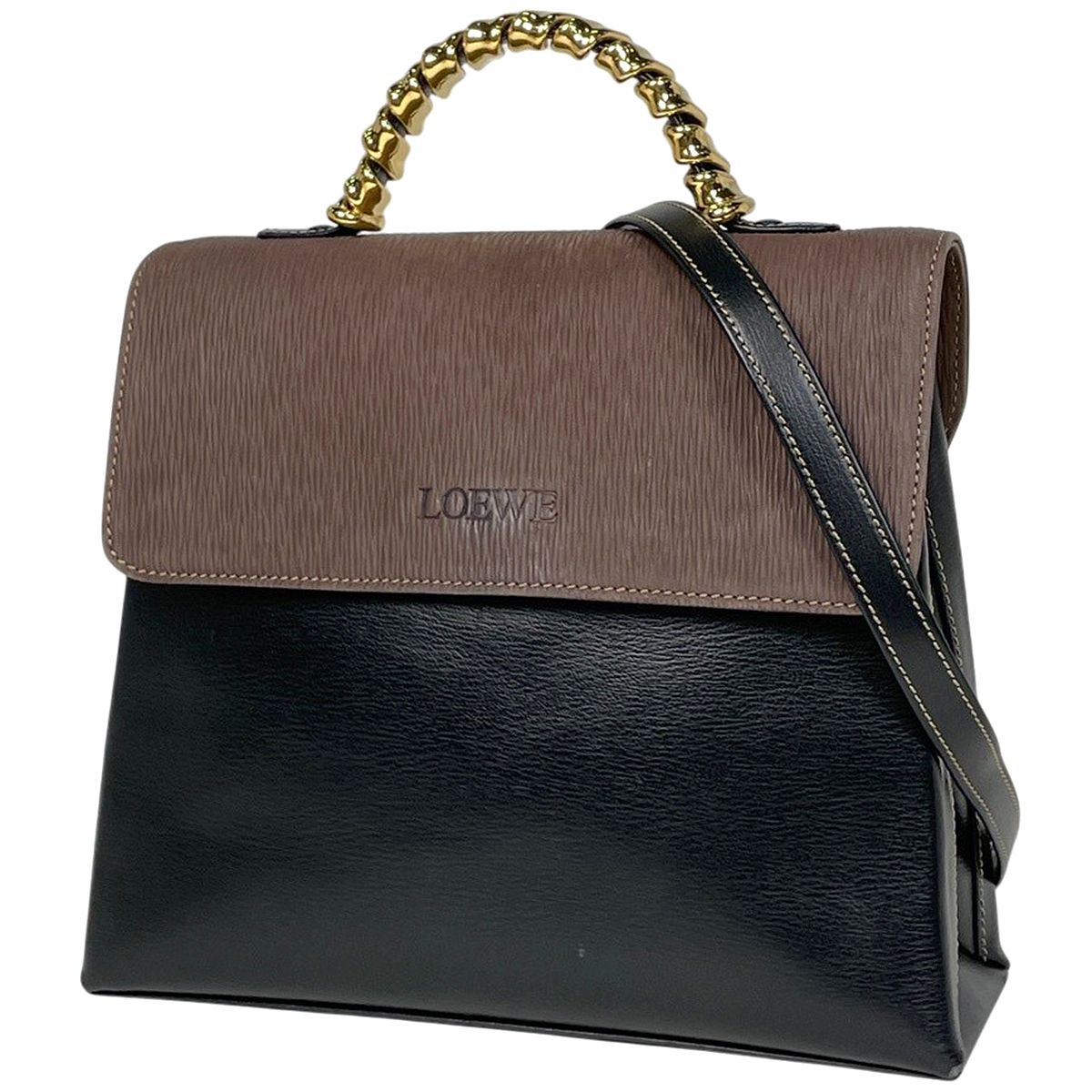 ロエベ LOEWE ベラスケス ハンドバッグ 2WAY レザー ブラック ブラウン 