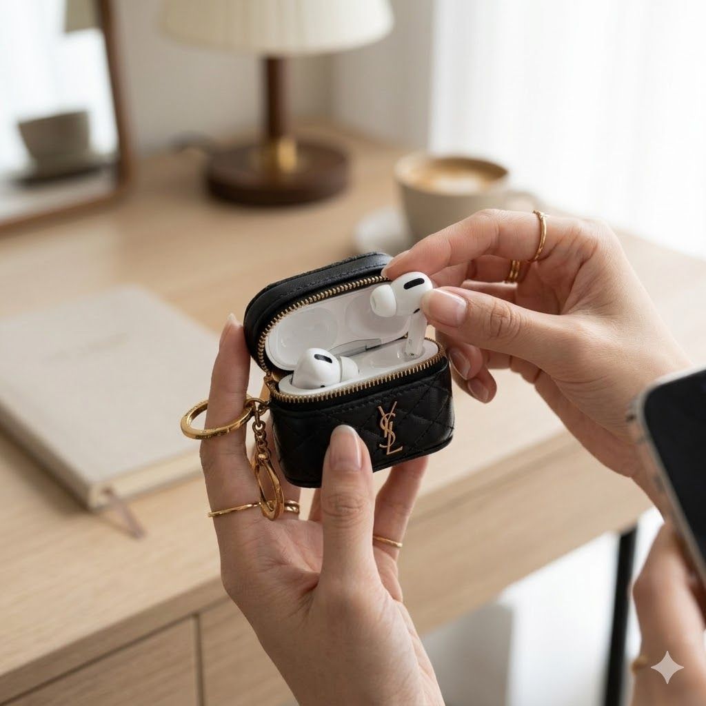 イブサンローラン AirPods Pro ケース キルティング ロゴ金具 レザー