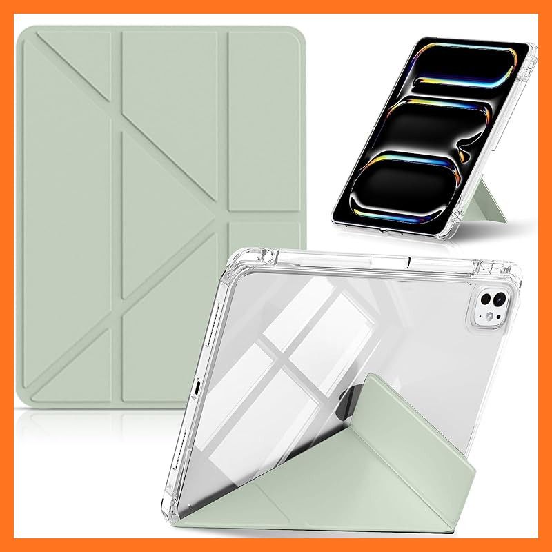 【新品】 CeiLarv コンパチブル iPad Pro 13インチ M5 2025 / iPad Pro 13インチM4 2024 ケース 横置＆縦置 スタンド機能 ペンシル収納 超スリム Y折り PUレザー+透明クリア 薄型 軽量 耐衝撃 保護 折りた
