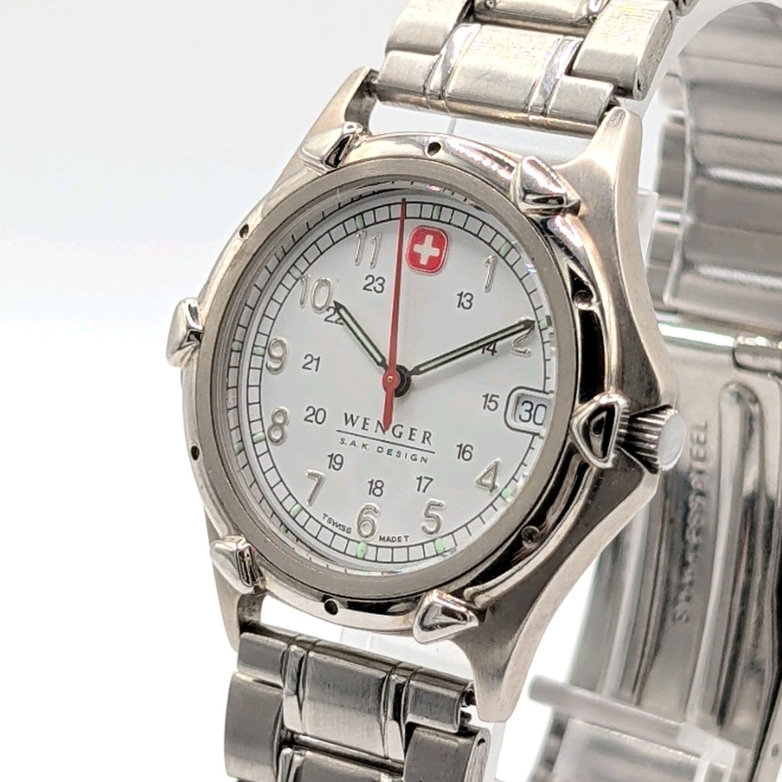 WENGER Watch Quartz Ladies Round Silver White dial Date S.A.K