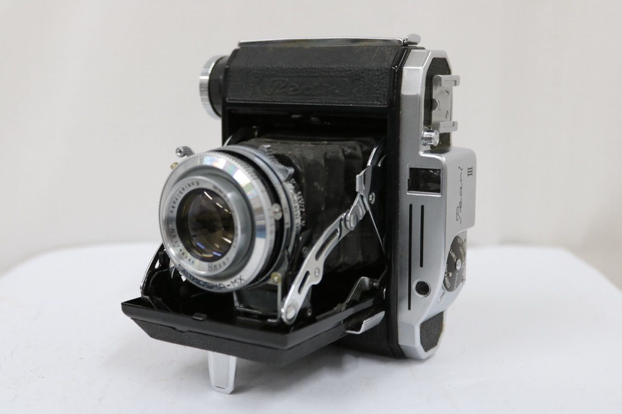返品保証】 小西六 Pearl III Hexar 75mm F3.5 蛇腹カメラ e8689