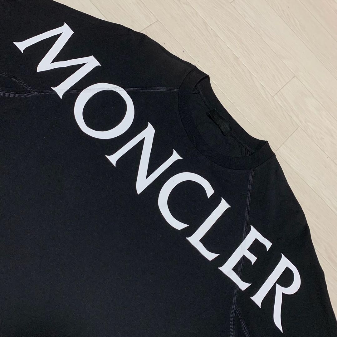 モンクレール　文字ロゴ　ブラックワッペン　Tシャツ　S 国内正規品 5S447