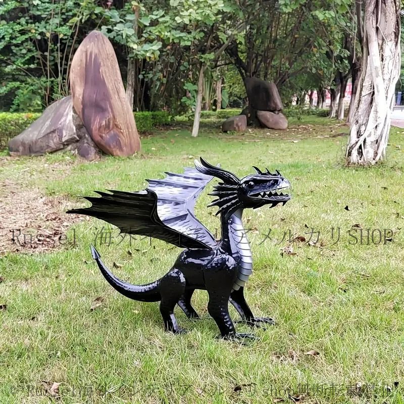 ガーデンオーナメント 置物 オブジェ ドラゴン ユニーク 屋外 屋内 庭 インテリア 装飾 ガーデニング雑貨 ブラック ホワイト レッド 4-7