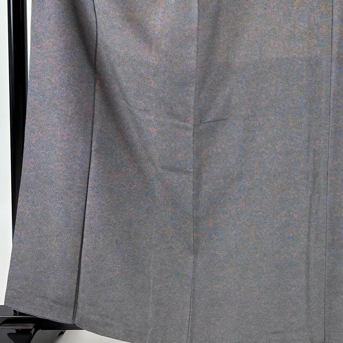 江戸小紋 身丈162cm 裄丈66cm M 袷 鮫 黒灰 正絹 秀品 一つ紋 【中古