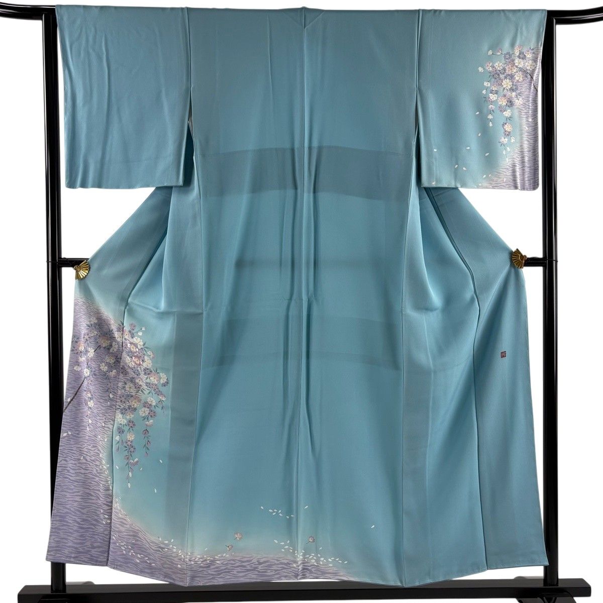 【美品】 付下げ 身丈154cm 裄丈62.5cm 正絹 名品 【中古】 付下げ 身丈154cm 裄丈66cm M 袷 人物 お興し ぼかし 灰紫 正絹 優品