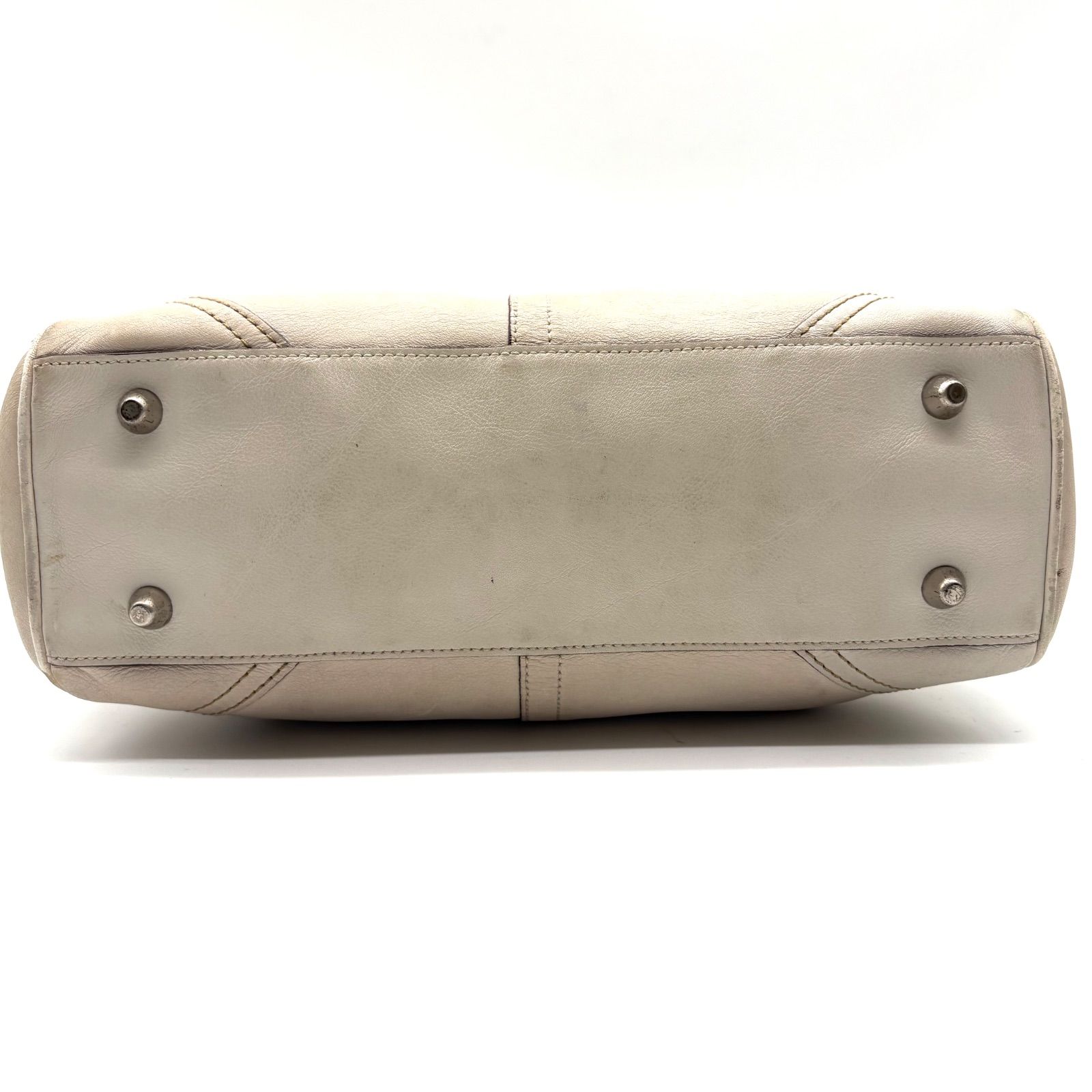 COACH y2k Hamptons Leather Carryall flap ivory 8A70 handbag コーチ 