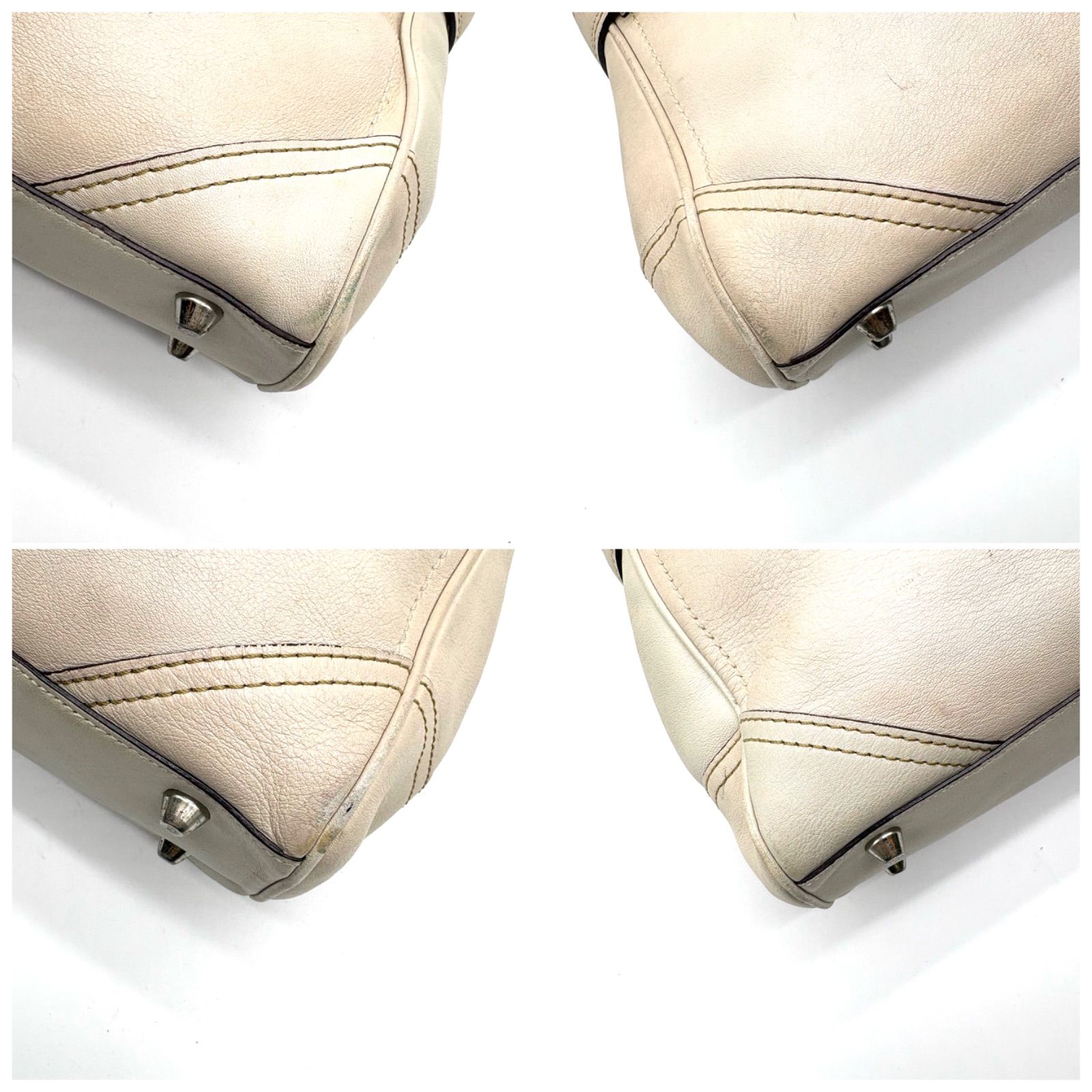 COACH y2k Hamptons Leather Carryall flap ivory 8A70 handbag コーチ 