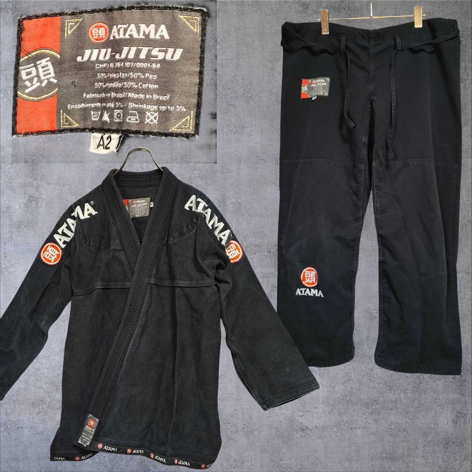 ATAMA 柔術着 ブラジリアン柔術衣 ブラジル製 黒 A2サイズ相当 BJJ 