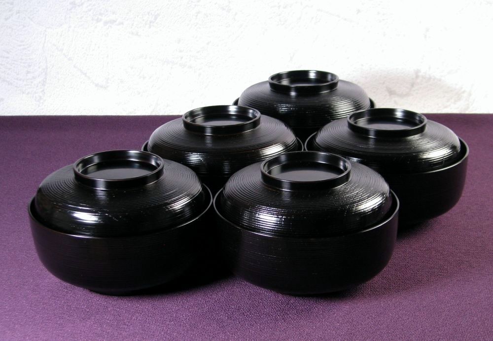 輪島塗　吹寄せ蒔絵付　千筋煮物碗5客　ほぼ未使用　共箱/吸物椀/26d055 輪島塗 吹寄せ蒔絵付 千筋煮物碗5客 ほぼ未使用 共箱/吸物椀/26d055