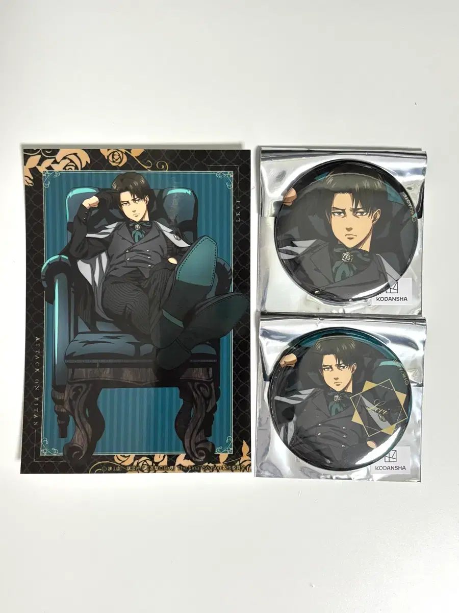 特典 進撃の巨人 リヴァイ Dignified 缶バッジ ブロマイド スーツ-東京 