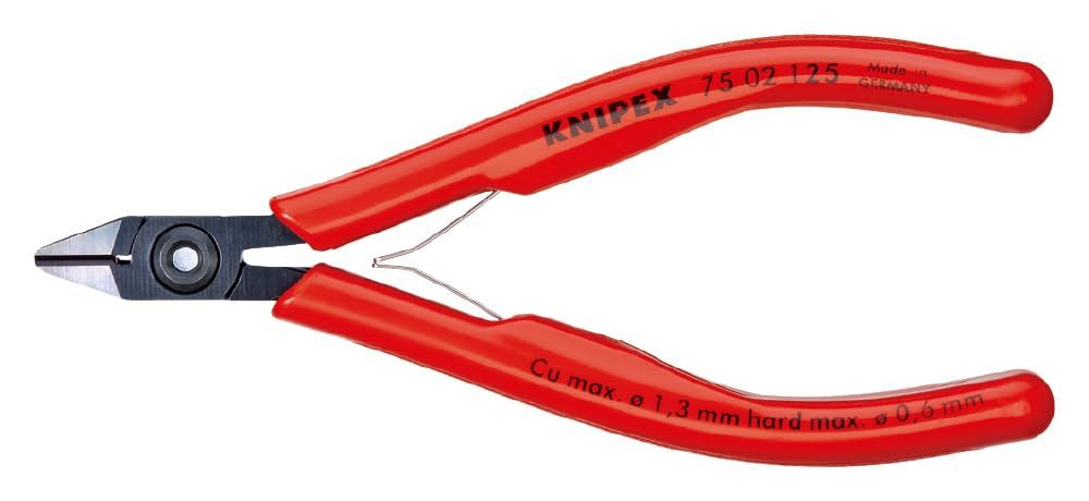 新品 KNIPEX クニペックス エレクトロニクス 電工ニッパー 全長125mm プラスティックコーティングハンドル 7502-125
