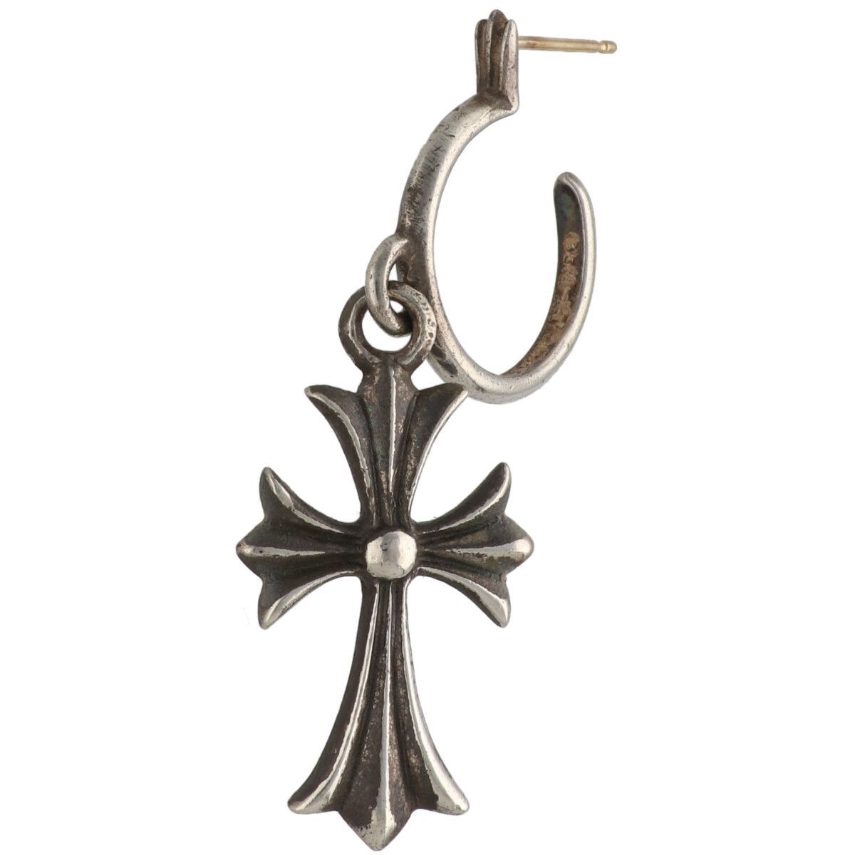 【中古】 CHROME HEARTS クロムハーツ タイニーCHクロス フープピアス SV925 シルバー イヤリング アクセサリー 25012103 RS