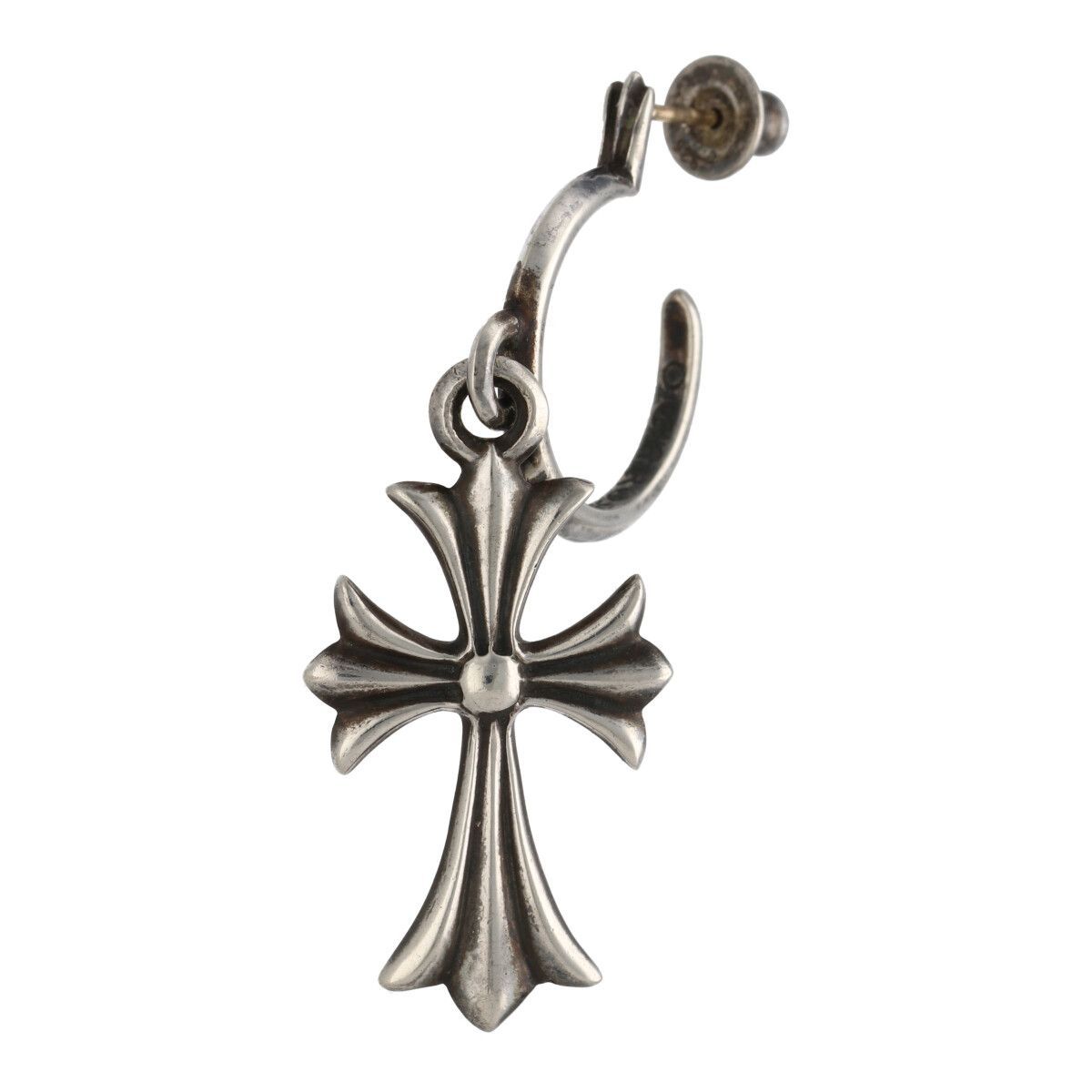 【中古】 CHROME HEARTS クロムハーツ タイニーCHクロス フープピアス SV925 シルバー イヤリング ドロップ リング 25029559 RS