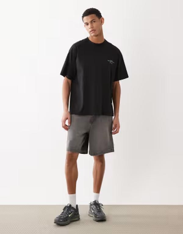 ジャック アンド ジョーンズ メンズ トップス Tシャツ プリント Jack Jones oversized Tshirt with Italy back print Black ブラック