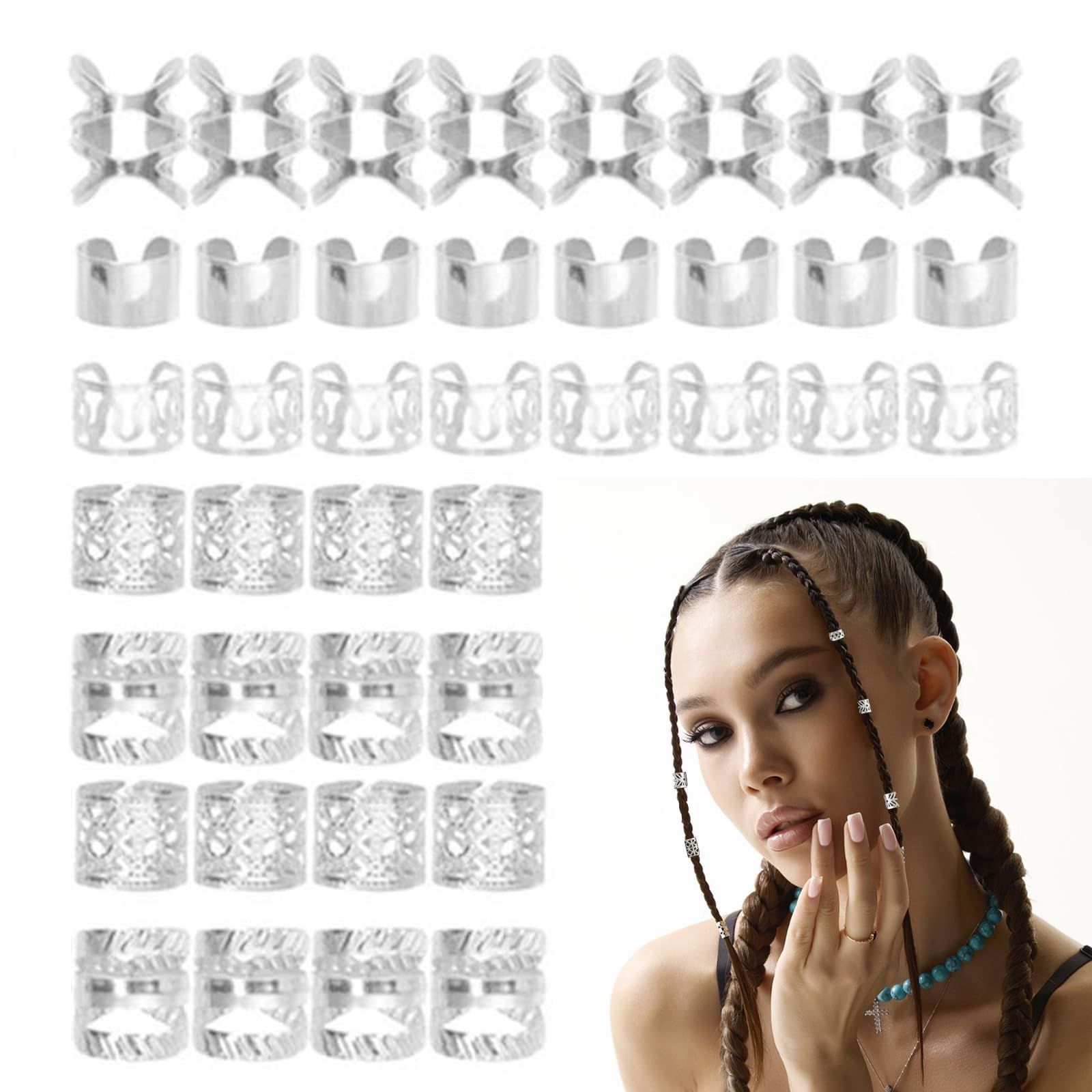 EsiFare ヘアビーズ 40個セット ヘアアクセサリー ダンス ヘアブレイド