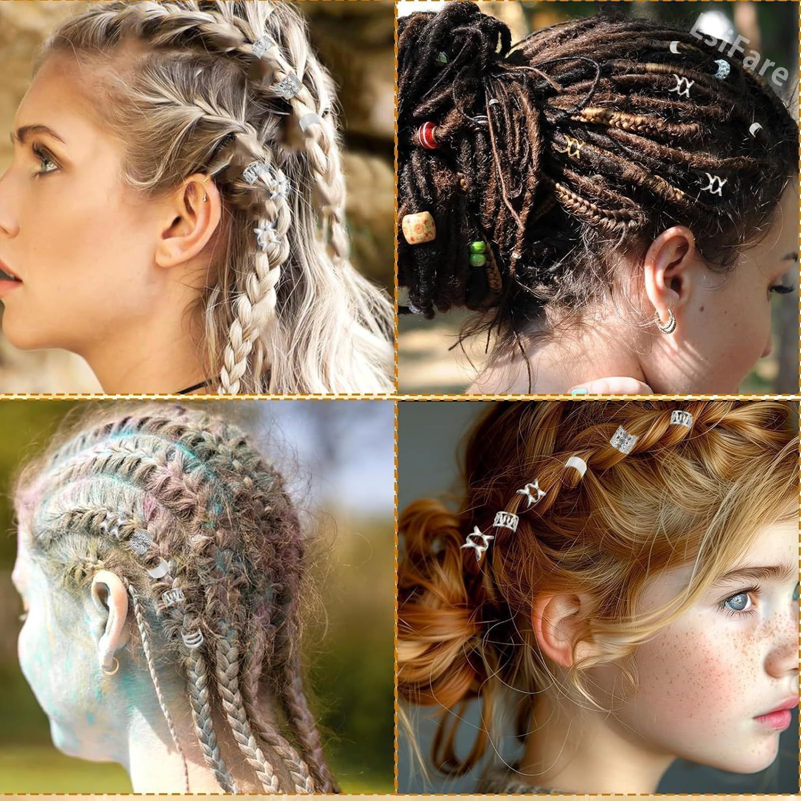 EsiFare ヘアビーズ 40個セット ヘアアクセサリー ダンス ヘアブレイド