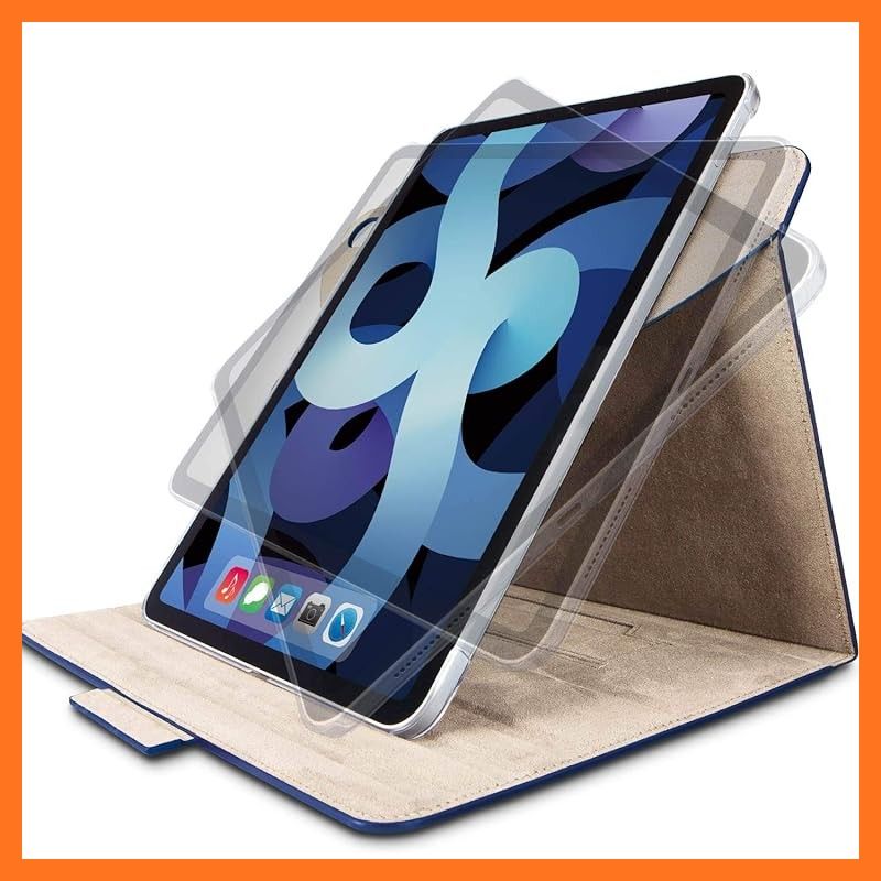 【新品】 エレコム iPad Air 10.9 第5/4世代 (2022/2020年) ケース 手帳型 ヴィーガンレザー 360度回転 ネイビー TB-A20M360NV 0