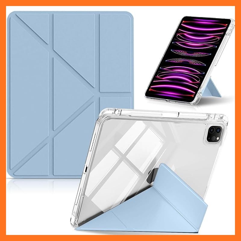 【新品】 CeiLarv コンパチブル iPad Pro 11インチ 第4/3/2/1世代 (2022/2021/2020/2018) ケース 横置＆縦置 スタンド機能 ペンシル収納 超スリム Y折り PUレザー+透明クリア 薄型 軽量 耐衝撃 保護 折り