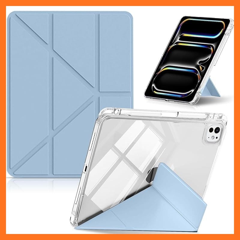 【新品】 CeiLarv コンパチブル iPad Pro 13インチ M5 2025 / iPad Pro 13インチM4 2024 ケース 横置＆縦置 スタンド機能 ペンシル収納 超スリム Y折り PUレザー+透明クリア 薄型 軽量 耐衝撃 保護 折りた