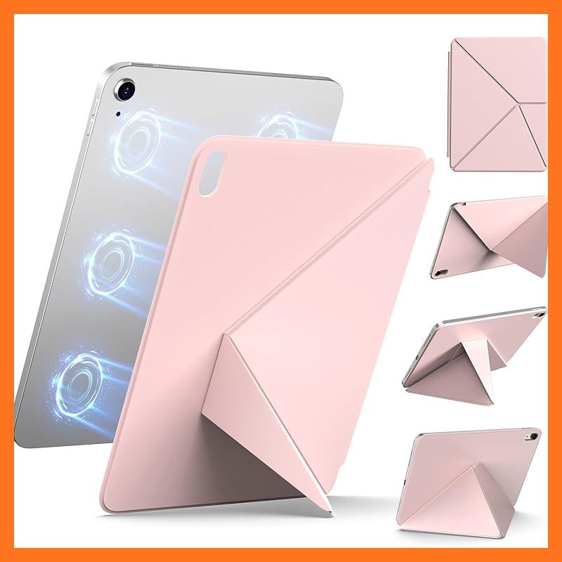 【新品】 SQBEBS iPad 11世代 ケース (A16) 2025 iPad 第11/10世代 10.9インチ 2022 マグネットス吸着式 カバー 横置＆縦置 スタンド 三角形スタンド 安定感 磁気吸着 超スリムス 耐衝撃 PU合成レザー ピンク 0