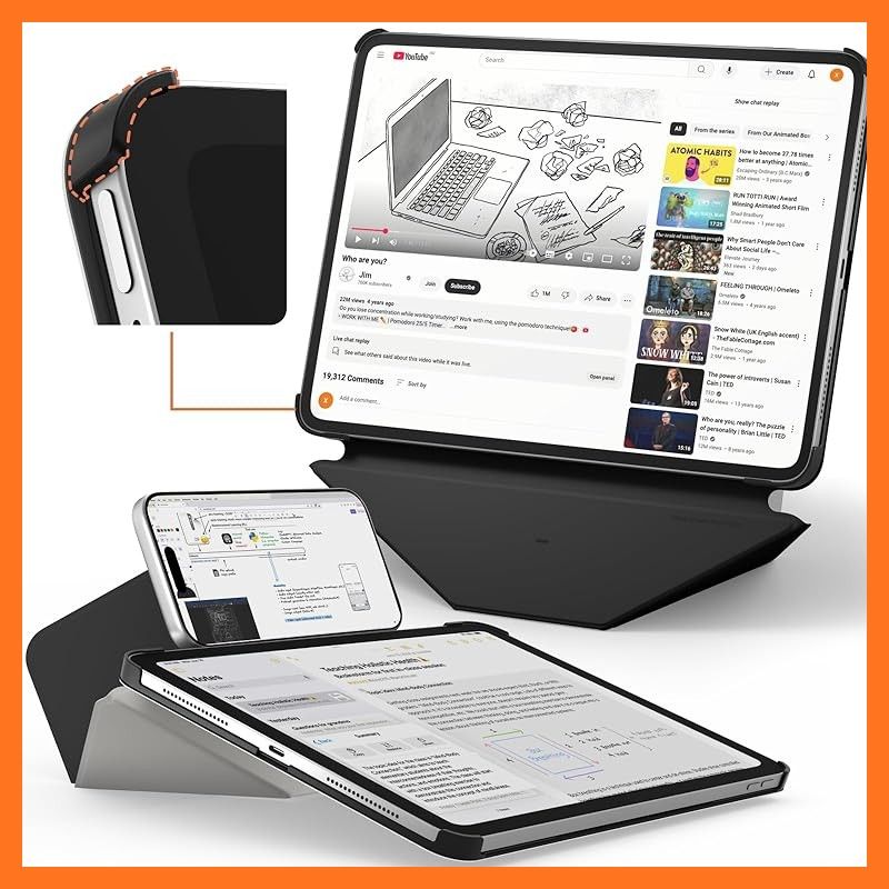 【新品】 MOFT【公式直営店】ダイナミックフォリオケース iPad mini7 ケース (第7世代、A17 Pro、2024) iPad mini6 ケース（第6世代、2021）対応 タブレットケース 四角保護 多角度調整 横置＆縦置 タブレットスタンド 0