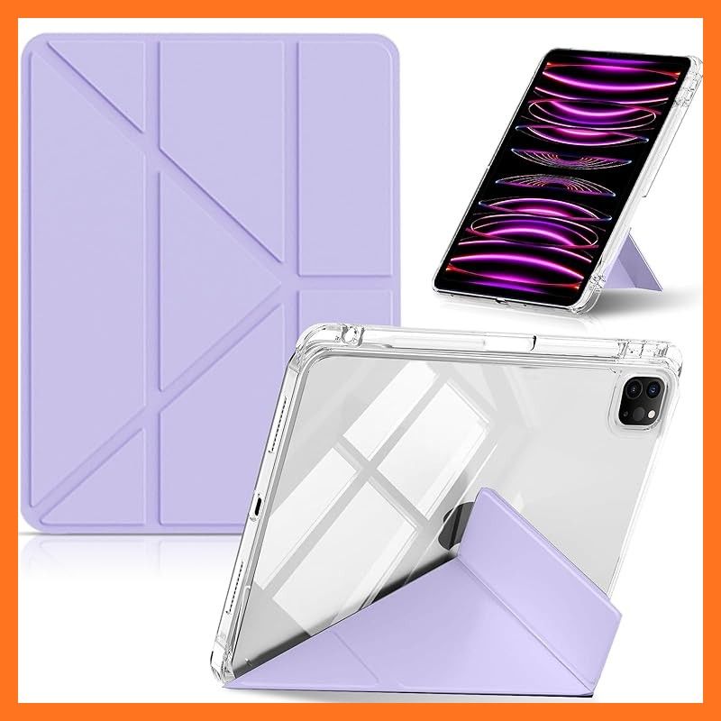【新品】 CeiLarv コンパチブル iPad Pro 11インチ 第4/3/2/1世代 (2022/2021/2020/2018) ケース 横置＆縦置 スタンド機能 ペンシル収納 超スリム Y折り PUレザー+透明クリア 薄型 軽量 耐衝撃 保護 折り