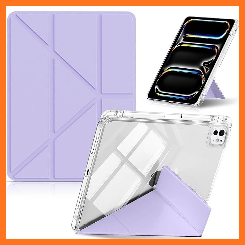 【新品】 CeiLarv コンパチブル iPad Pro 11インチ M5 2025 / iPad Pro 11インチM4 2024 ケース 横置&縦置 スタンド機能 ペンシル収納 超スリム Y折り PUレザー+透明クリア 薄型 軽量 耐衝撃 保護 折りた