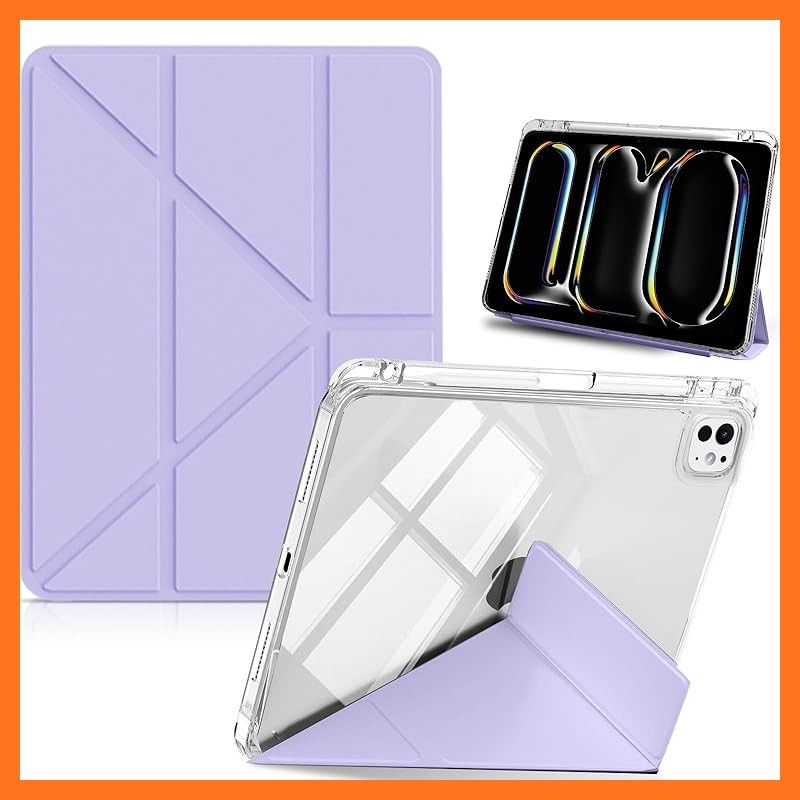 【新品】 [HinZann] iPad Pro 13インチ ケース(M5 2025 第8世代/M4 2024 第7世代)、PUレザー外層+TPU内層、軽量・360°全面保護・耐衝撃・防水加工 の握り心地・折りたたみ・角度調整可能スタンド機能付き カバー i