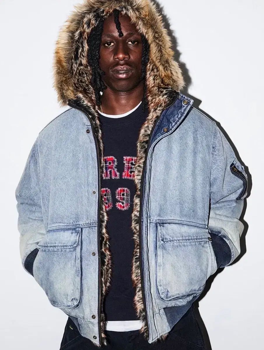 Supreme リバーシブル ファー フード ウォーク ジャケット デニム