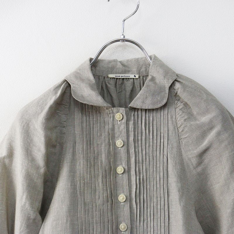 ミナペルホネン mina perhonen comfy シルクリネン ピンタックシャツ
