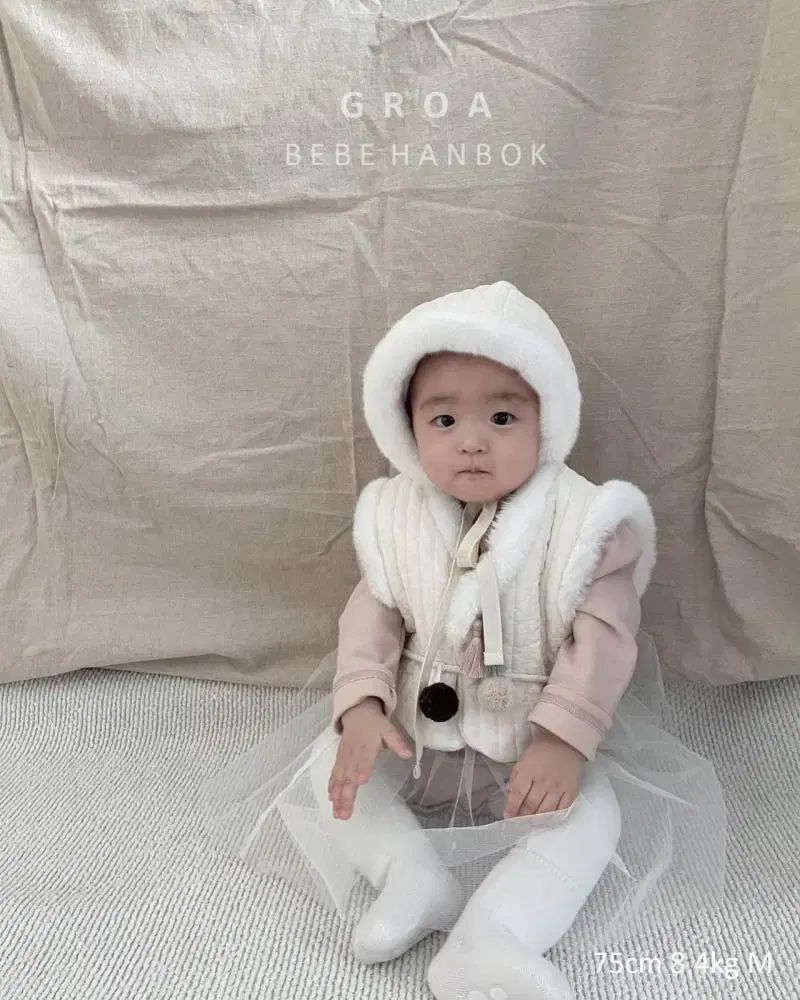 グロウベベ レディース チマチョゴリ ボディスーツ キルティング ボネッ ドール띠 帽子 フルセット 1回着用