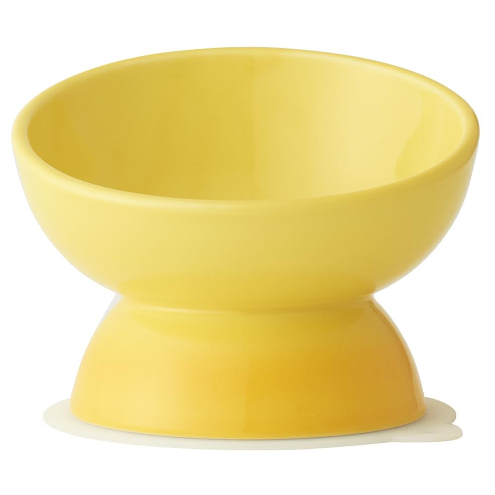 新品 スケーター (skater) 短頭犬用 食器 陶磁器製 ペット餌入れ 幅広 マット付 イエロー CHOB3