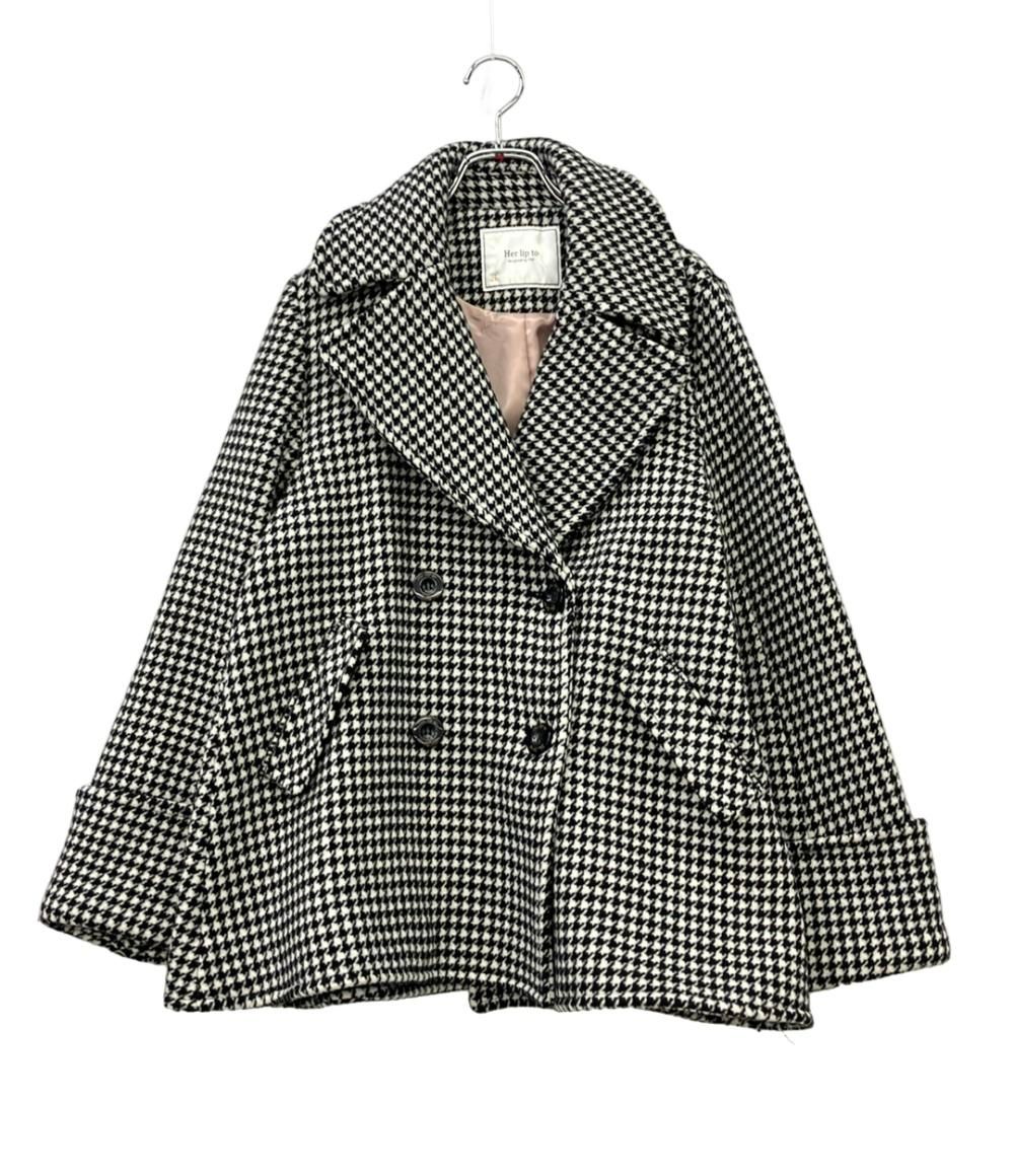 ハーリップトゥ ピーコート 千鳥格子柄 Proust Wool-Blend Melton Coat